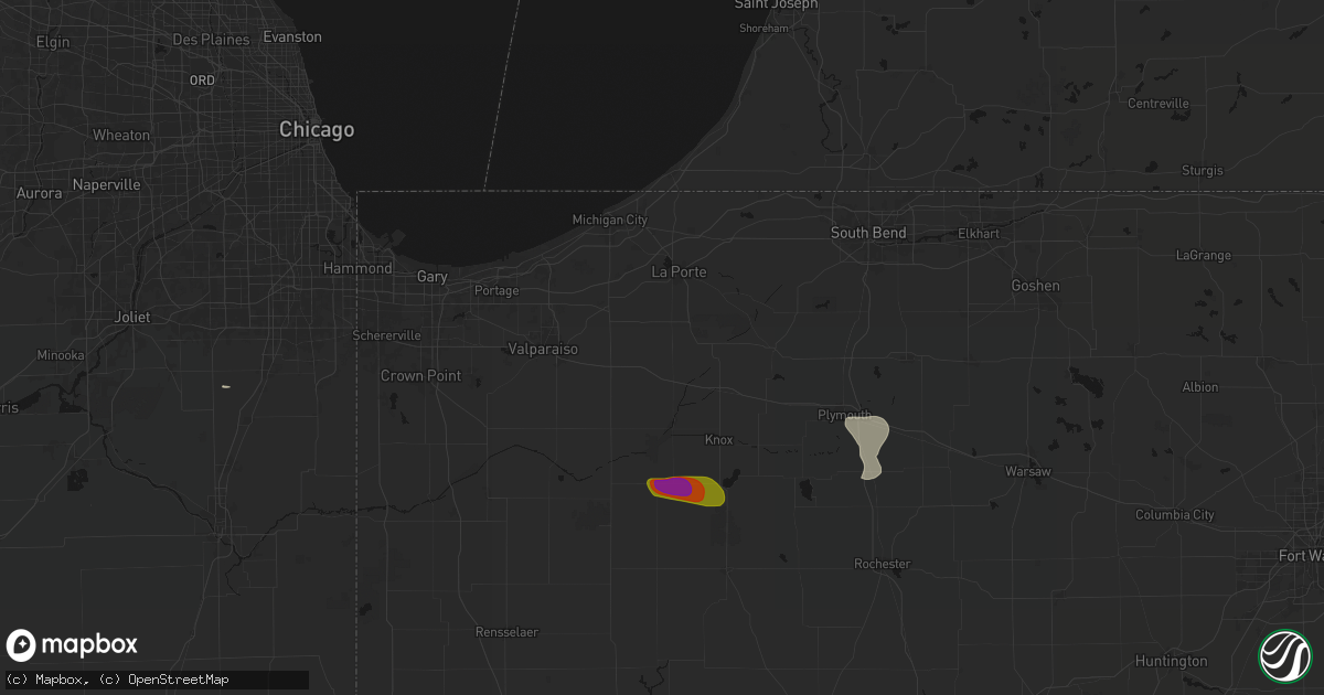 Hail map in Union Mills, IN on August 10, 2026