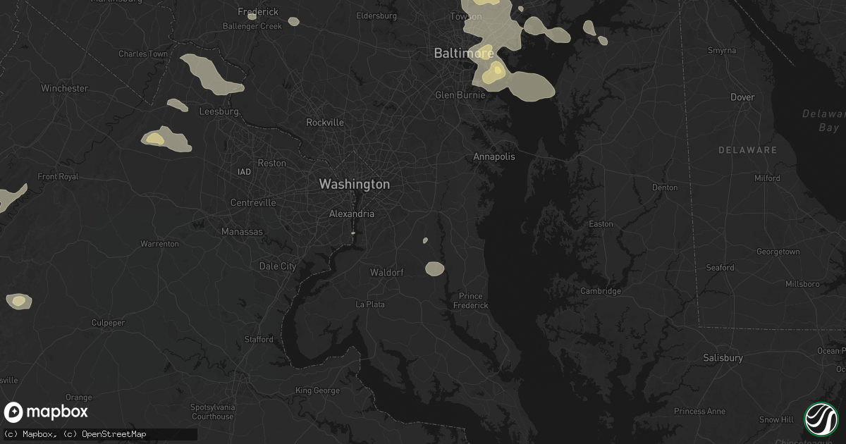 Hail map in Upper Marlboro, MD on August 10, 2026