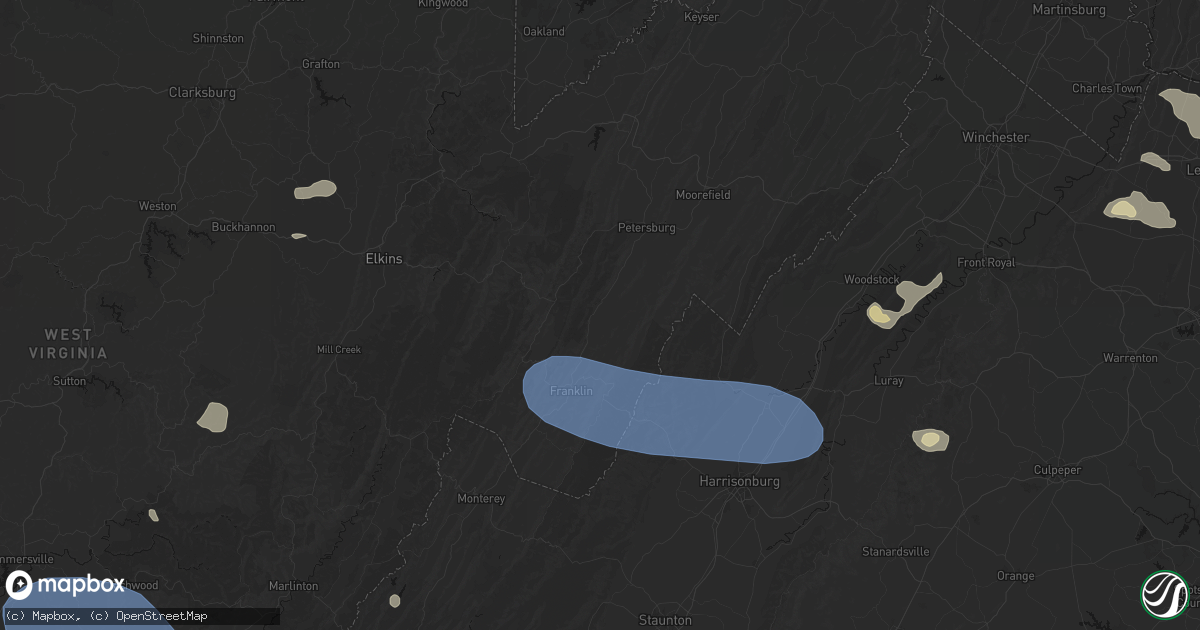 Hail map in Upper Tract, WV on August 10, 2026