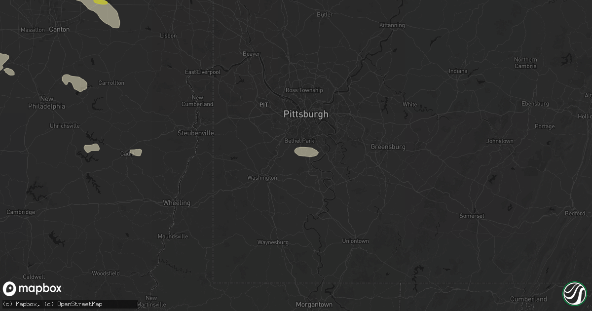 Hail map in Venetia, PA on August 10, 2026