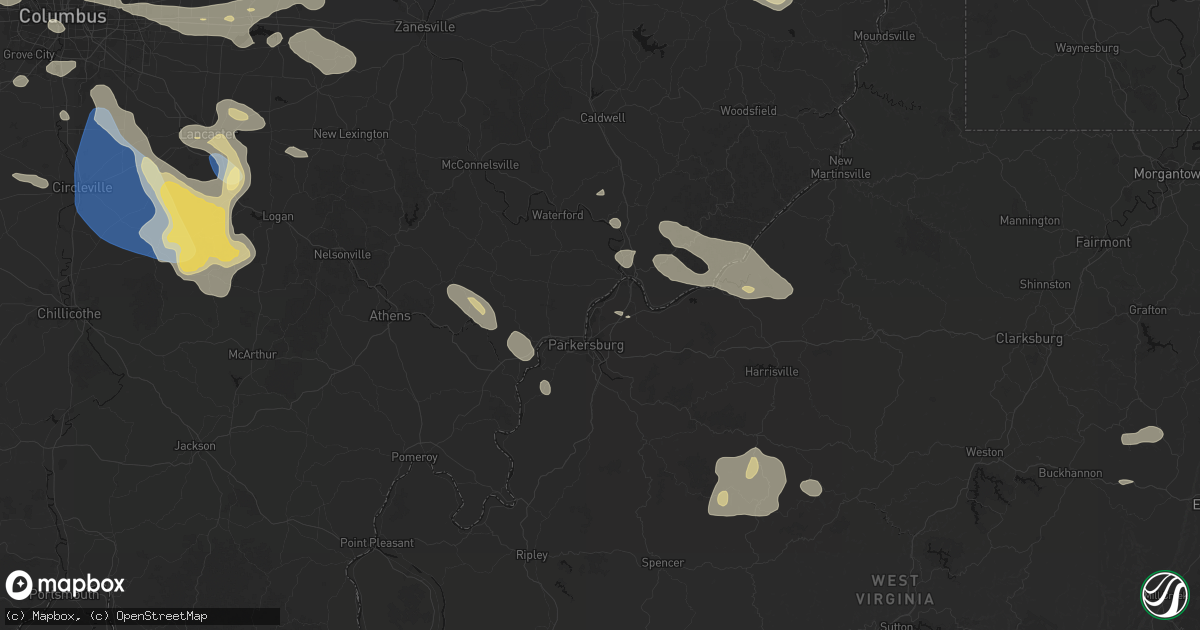 Hail map in Vienna, WV on August 10, 2026