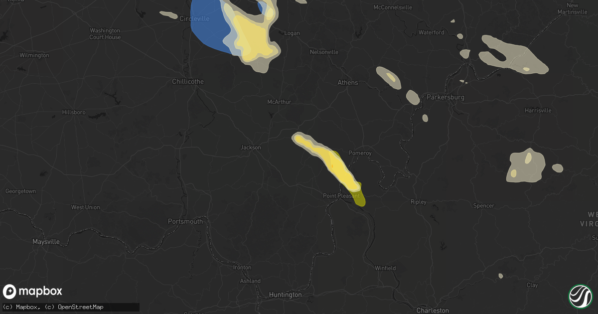 Hail map in Vinton, OH on August 10, 2026