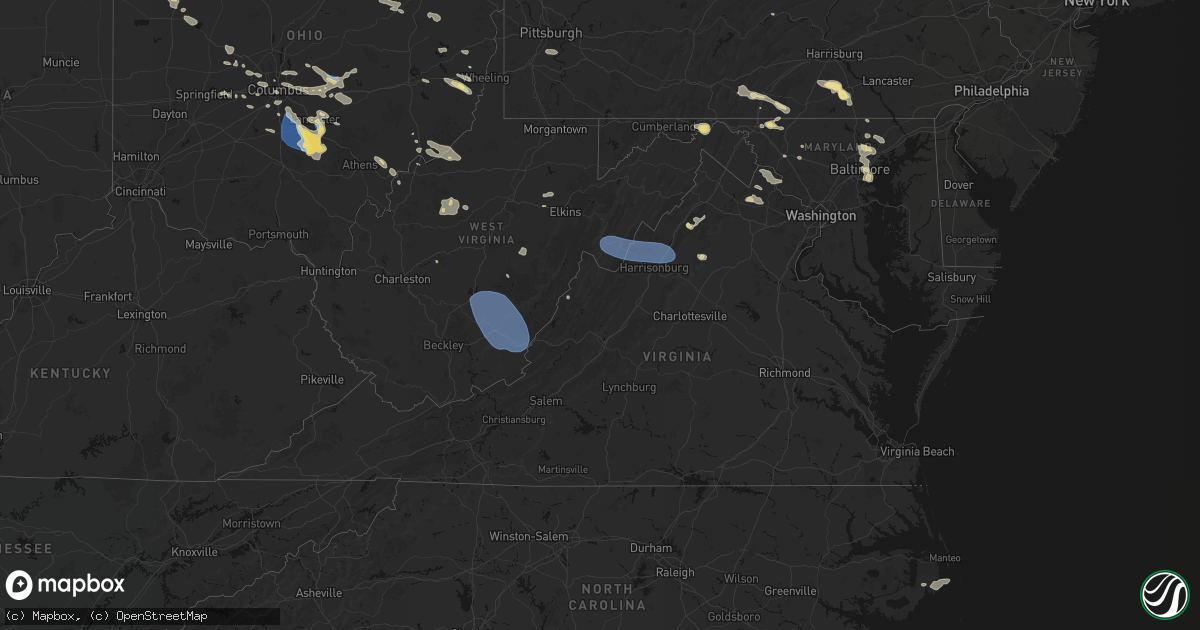 Hail map in Virginia on August 10, 2026