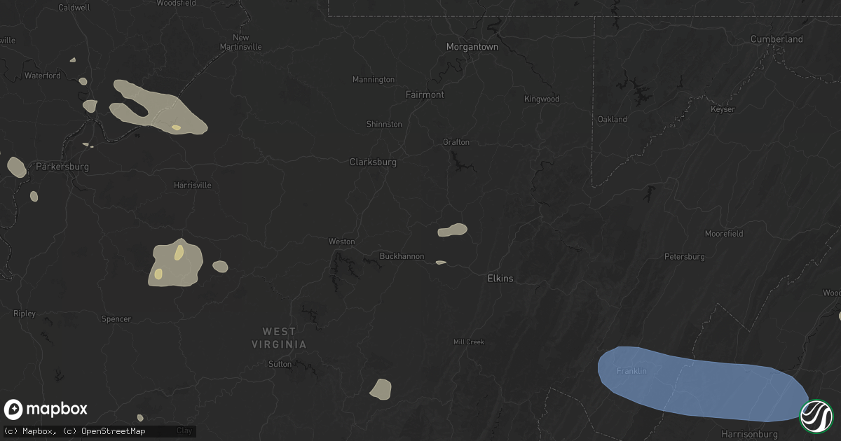 Hail map in Volga, WV on August 10, 2026