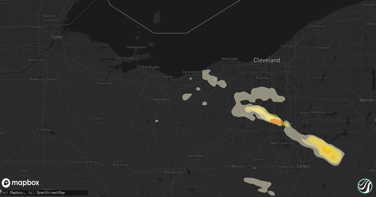 Hail map in Wakeman, OH on August 10, 2026