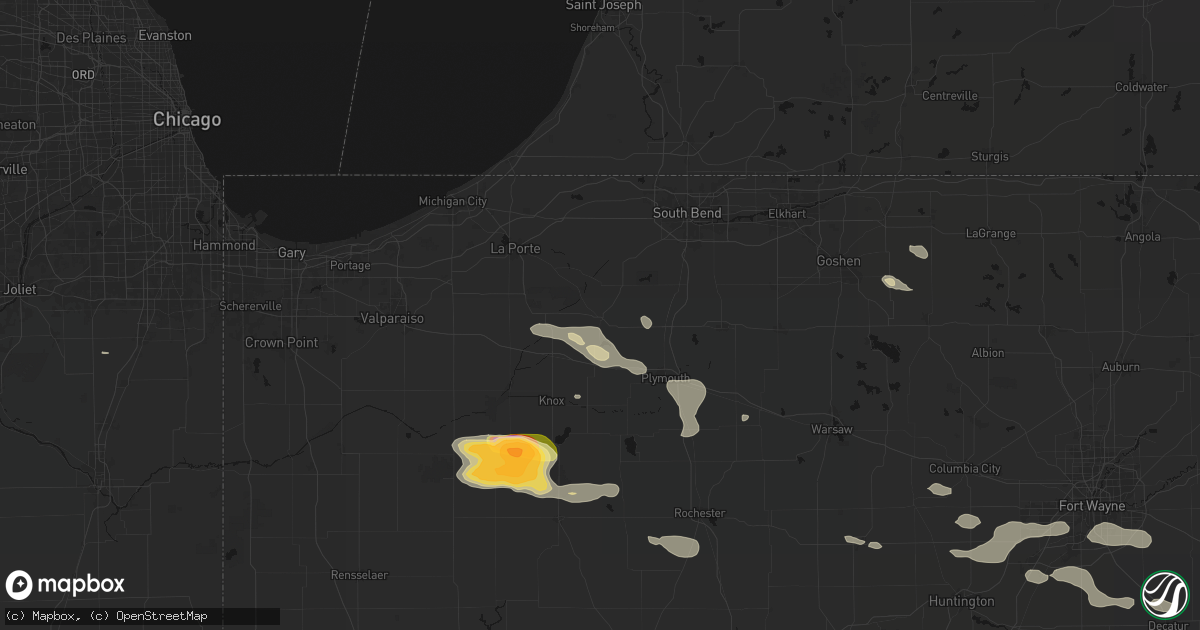 Hail map in Walkerton, IN on August 10, 2026