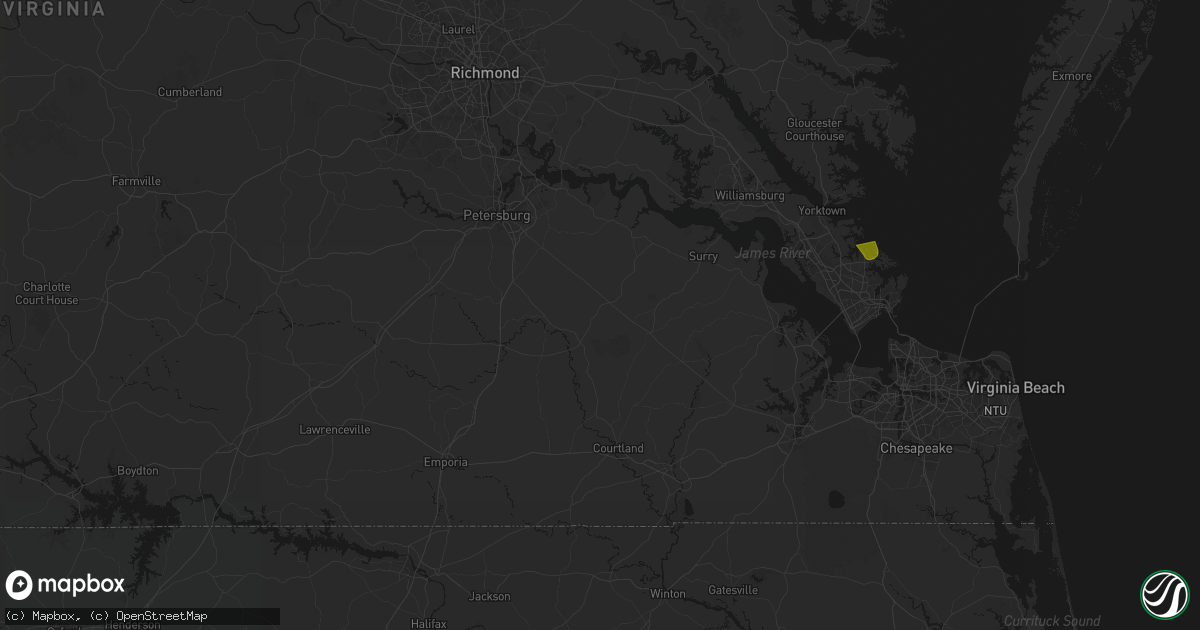 Hail map in Waverly, VA on August 10, 2026