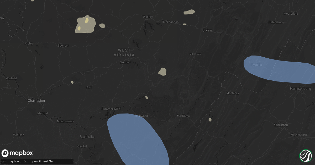 Hail map in Webster Springs, WV on August 10, 2026