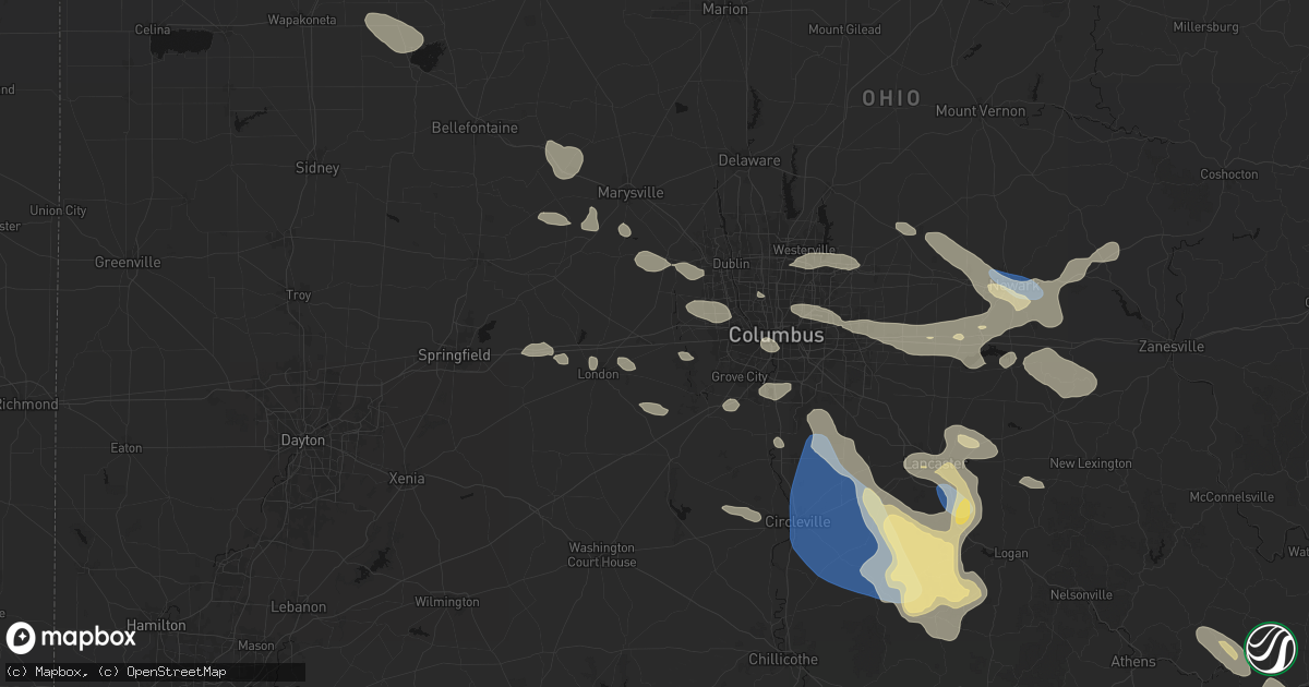 Hail map in West Jefferson, OH on August 10, 2026