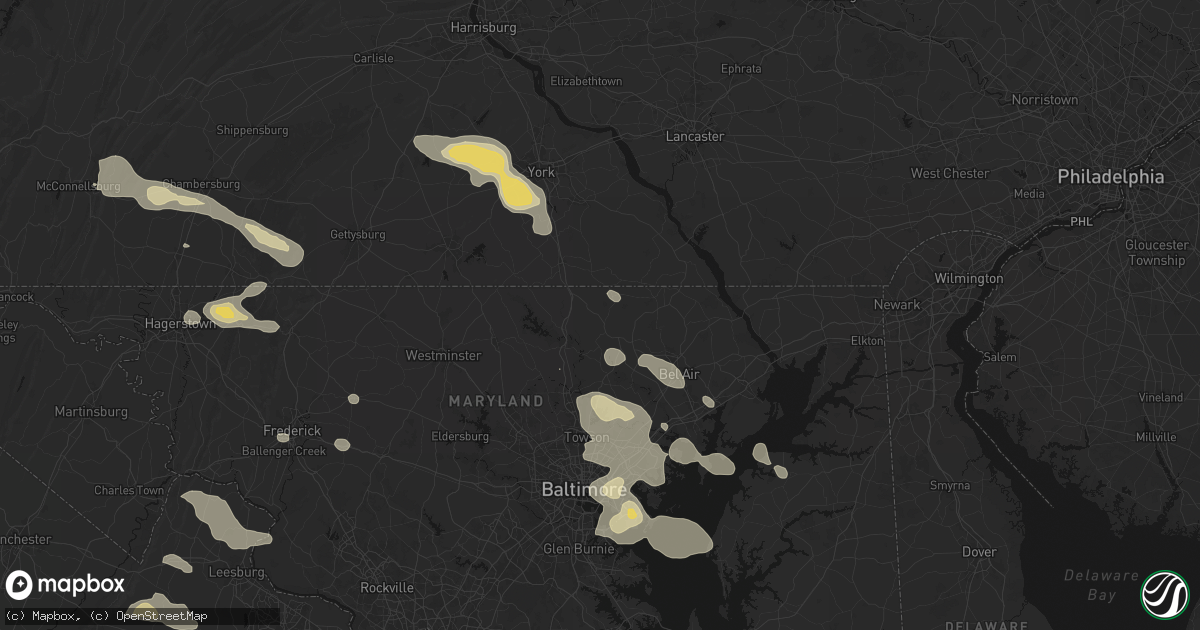 Hail map in White Hall, MD on August 10, 2026