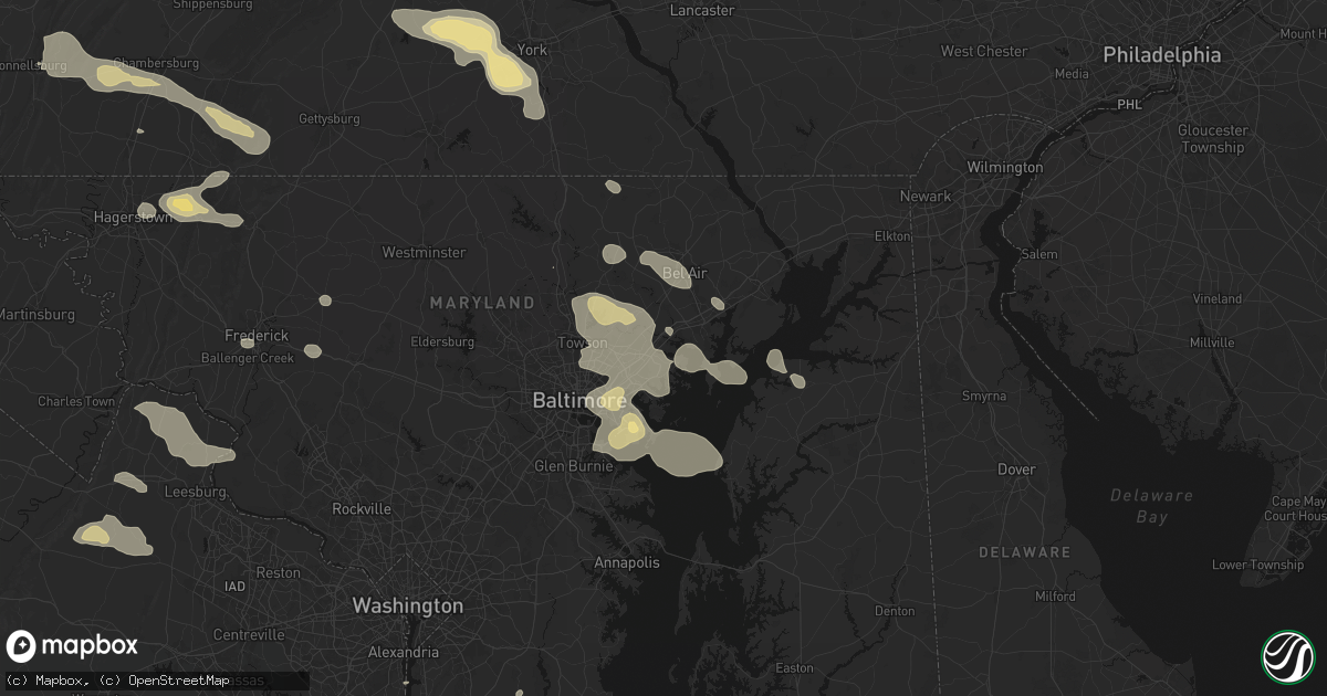 Hail map in White Marsh, MD on August 10, 2026