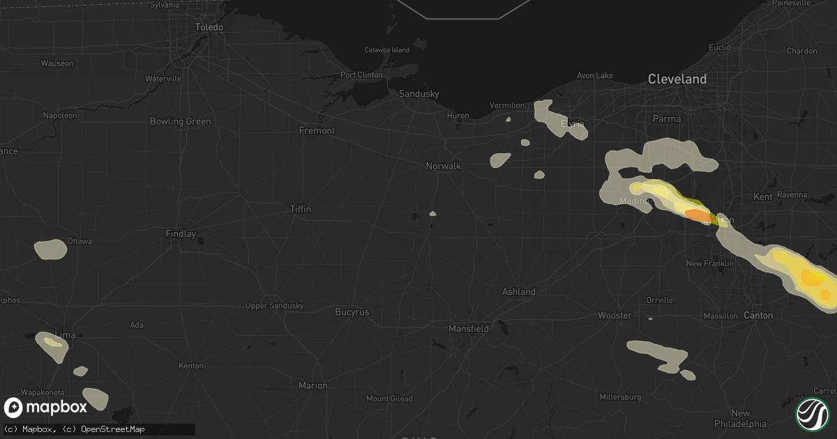 Hail map in Willard, OH on August 10, 2026