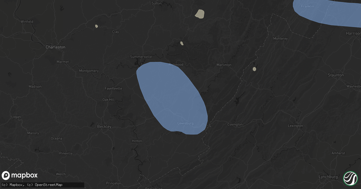 Hail map in Williamsburg, WV on August 10, 2026