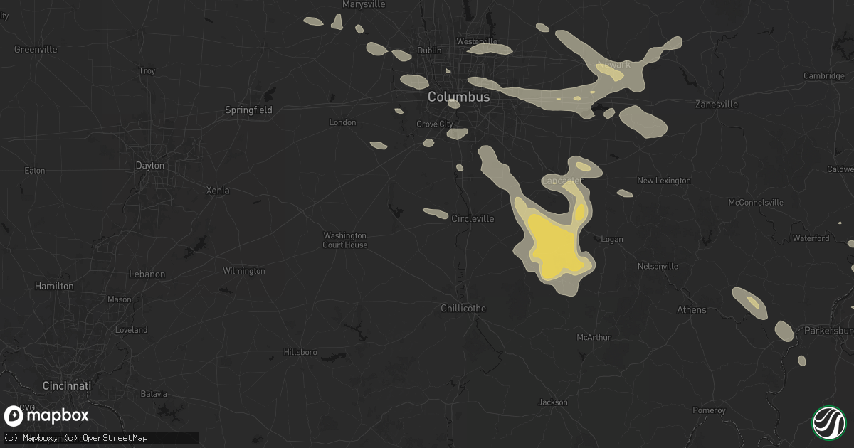 Hail map in Williamsport, OH on August 10, 2026