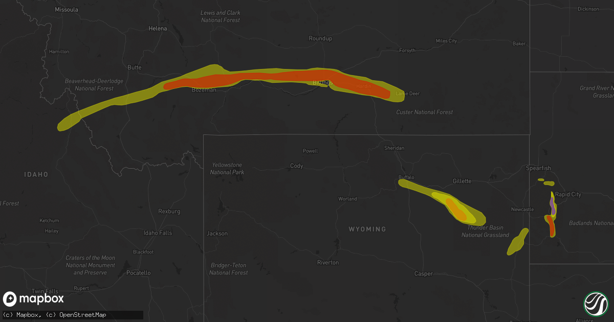 Hail map in Montana on August 11, 2013