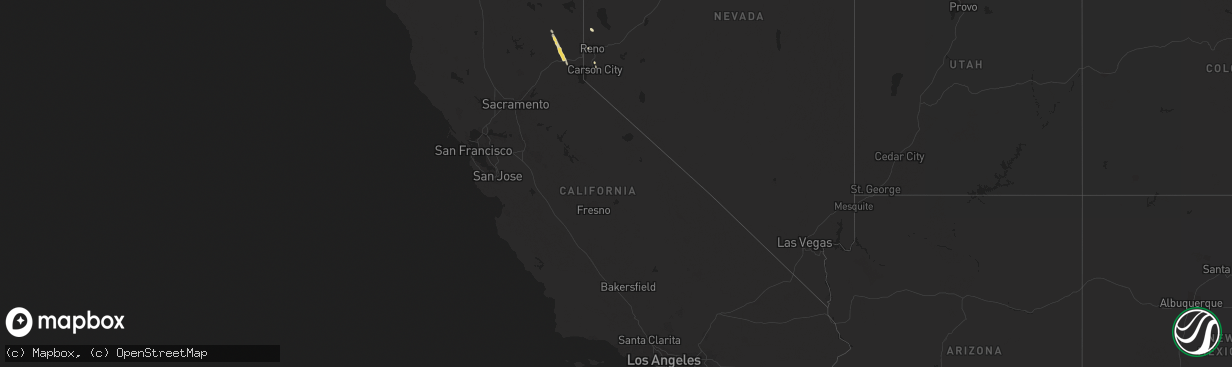 Hail map in California on August 11, 2014