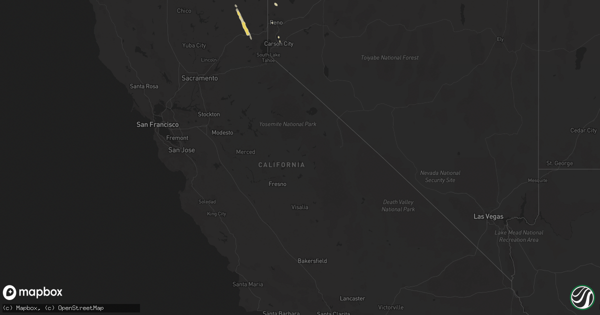 Hail map in California on August 11, 2014
