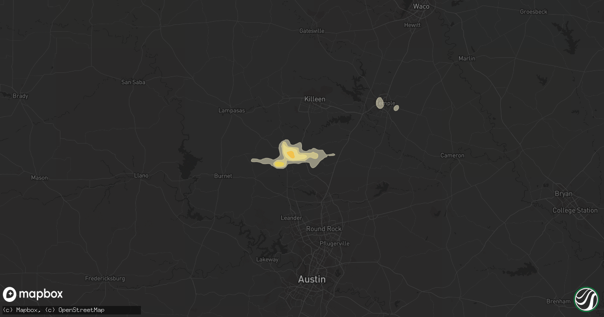 Hail map in Florence, TX on August 11, 2014