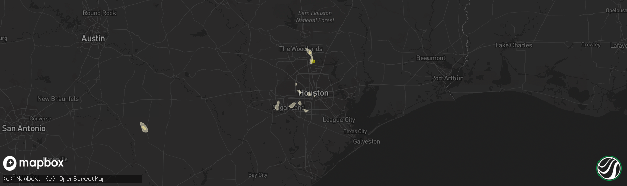 Hail map in Houston, TX on August 11, 2014