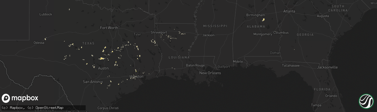 Hail map in Louisiana on August 11, 2014