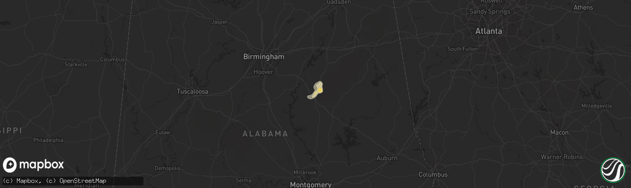 Hail map in Sylacauga, AL on August 11, 2014