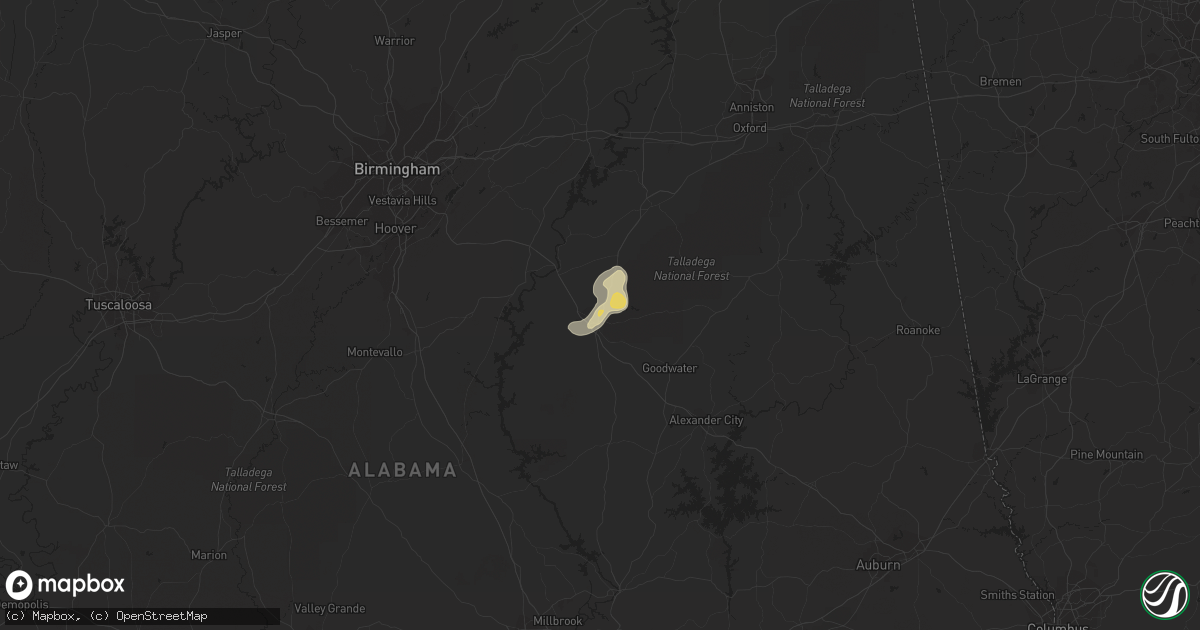 Hail map in Sylacauga, AL on August 11, 2014