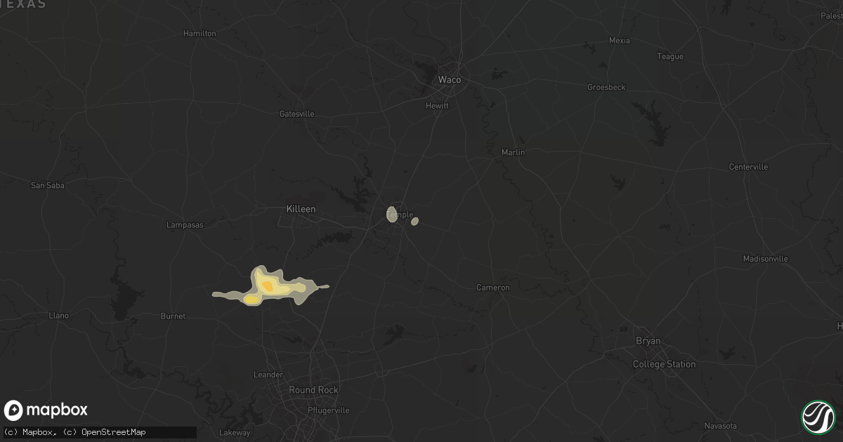 Hail map in Temple, TX on August 11, 2014