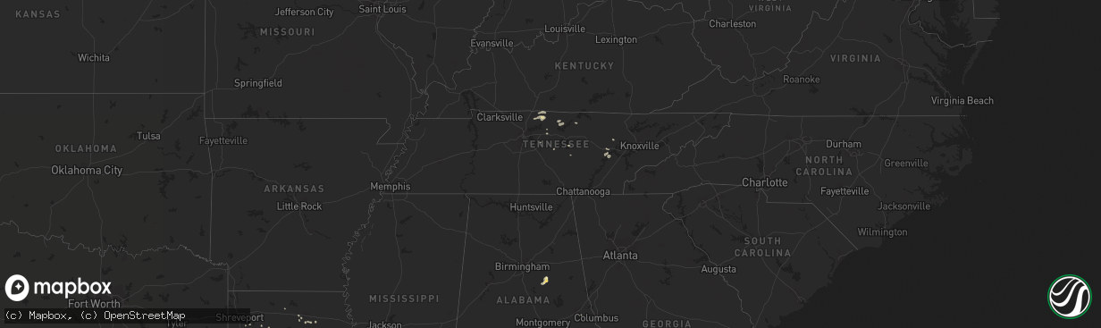 Hail map in Tennessee on August 11, 2014