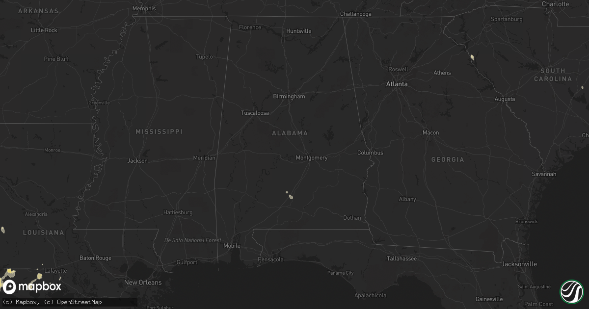 Hail map in Alabama on August 11, 2015