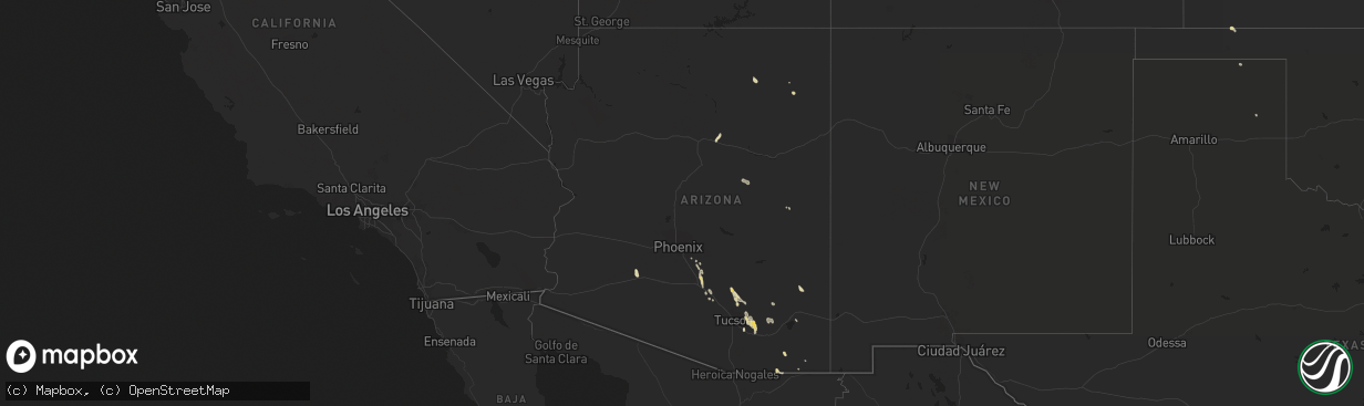 Hail map in Arizona on August 11, 2015