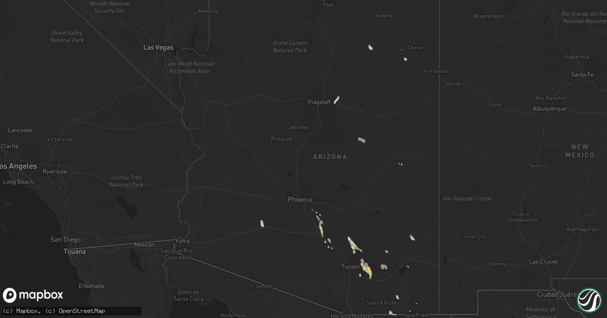 Hail map in Arizona on August 11, 2015