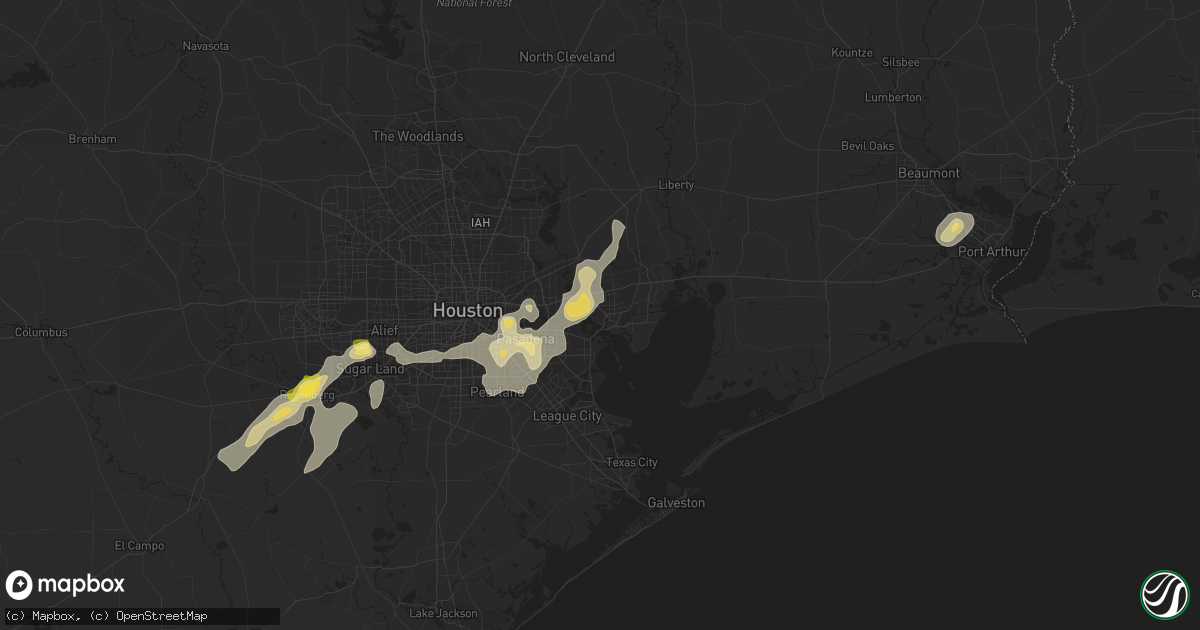 Hail map in Baytown, TX on August 11, 2015