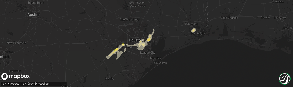 Hail map in Deer Park, TX on August 11, 2015