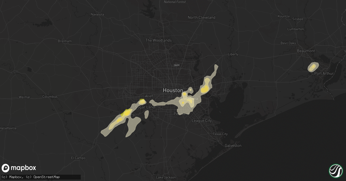Hail map in Houston, TX on August 11, 2015
