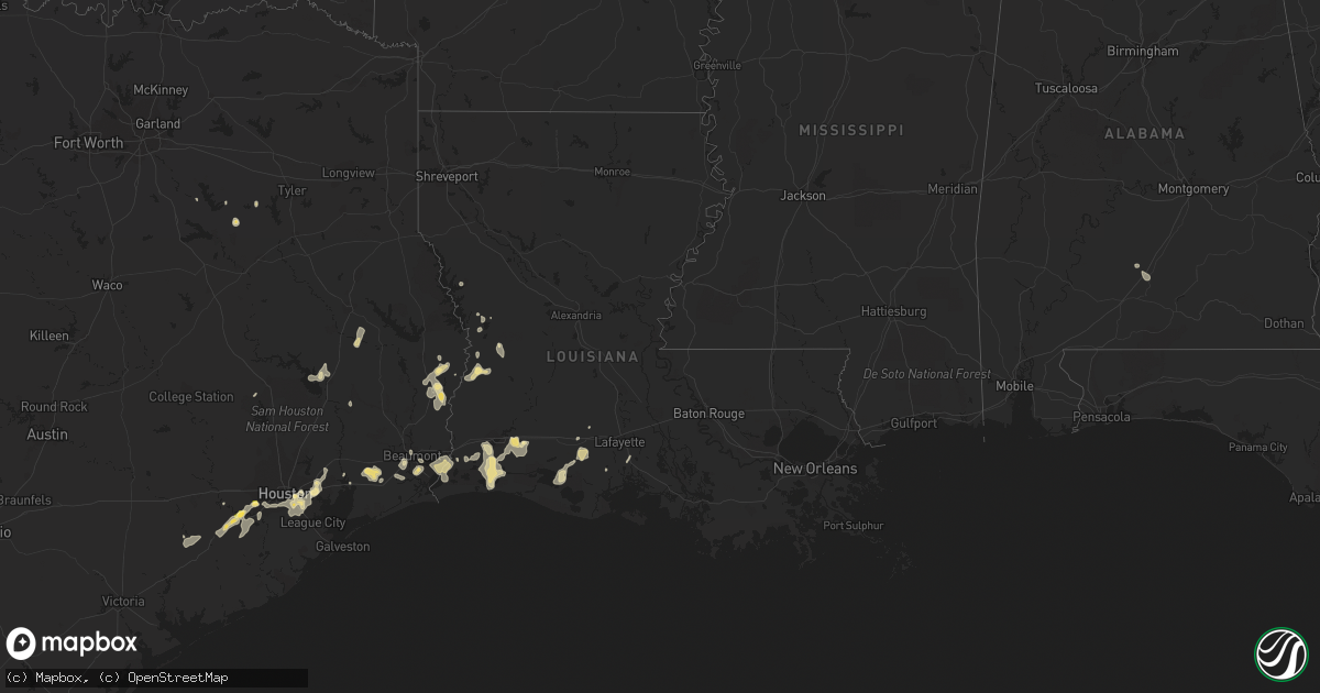 Hail map in Louisiana on August 11, 2015