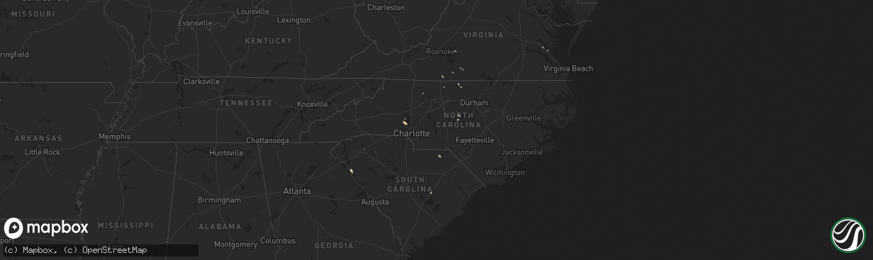 Hail map in North Carolina on August 11, 2015