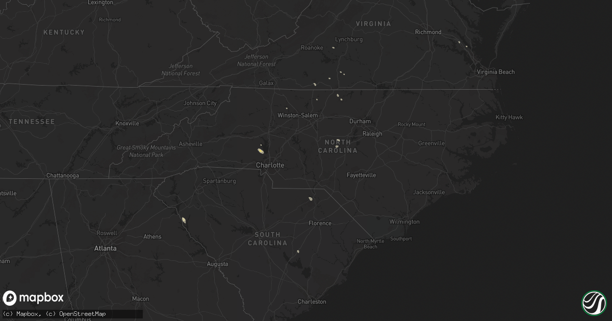 Hail map in North Carolina on August 11, 2015