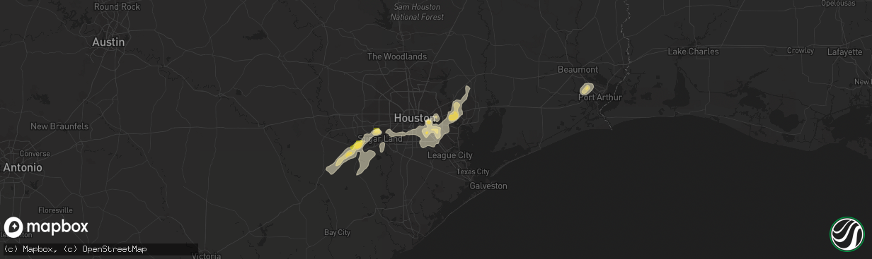 Hail map in Pasadena, TX on August 11, 2015