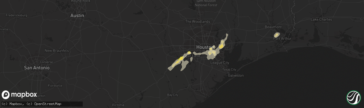 Hail map in Richmond, TX on August 11, 2015