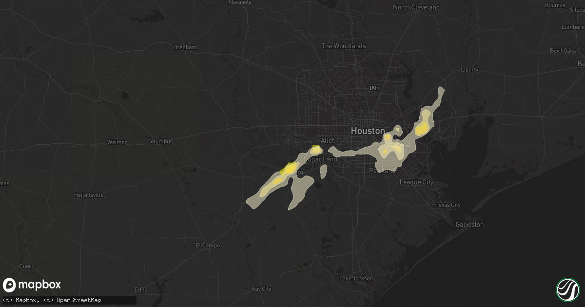Hail map in Richmond, TX on August 11, 2015