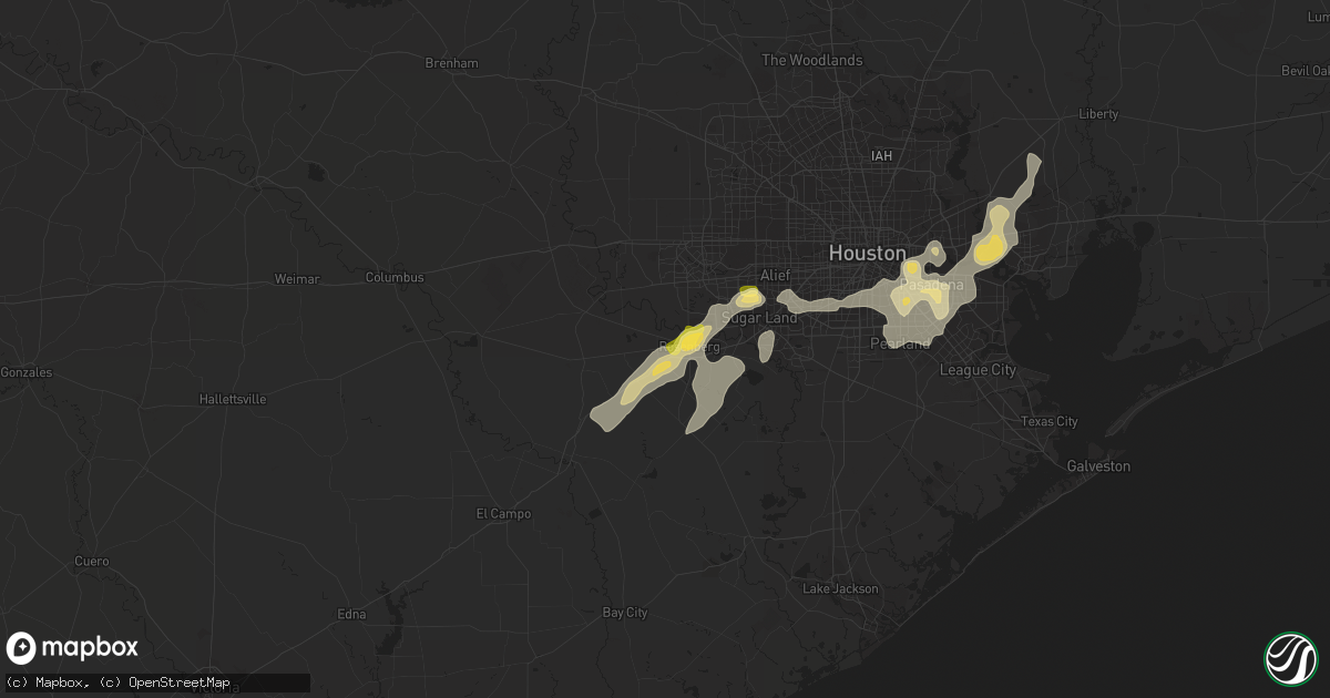 Hail map in Rosenberg, TX on August 11, 2015