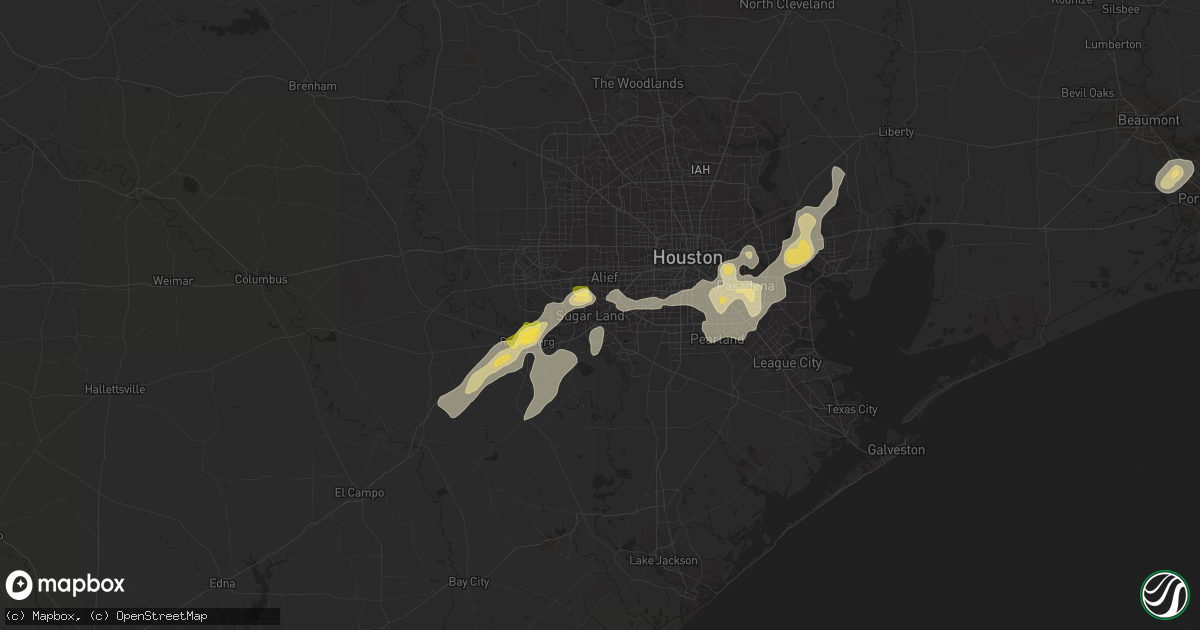 Hail map in Sugar Land, TX on August 11, 2015