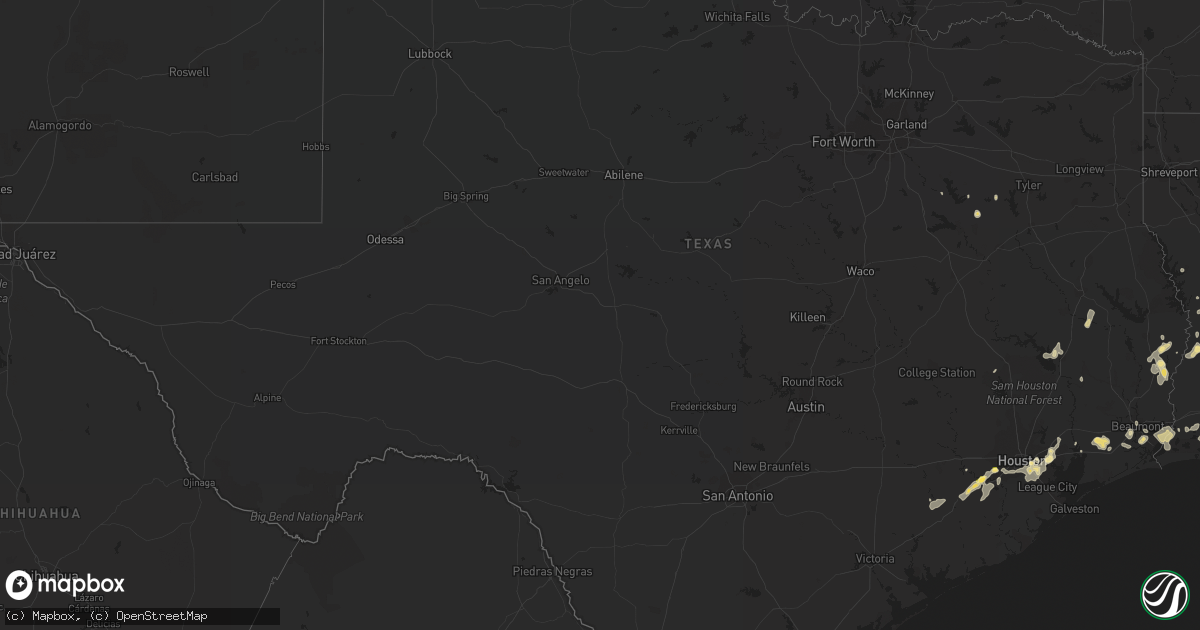 Hail map in Texas on August 11, 2015