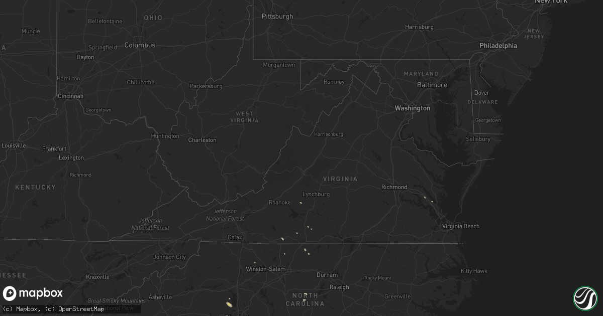 Hail map in Virginia on August 11, 2015