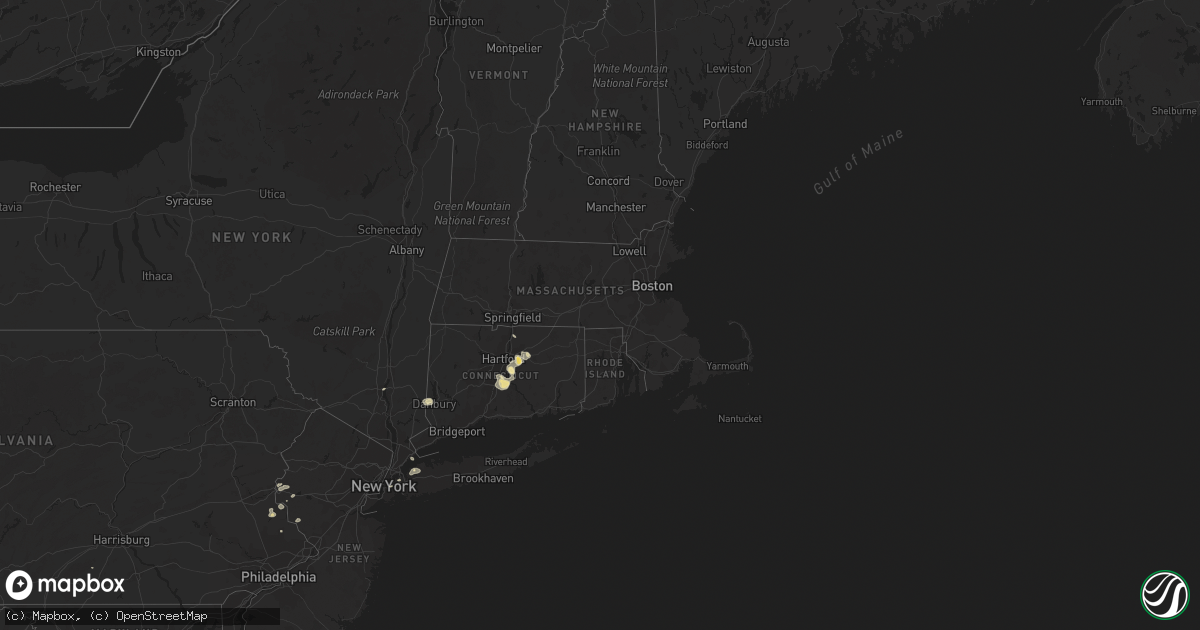 Hail map in Connecticut on August 11, 2016