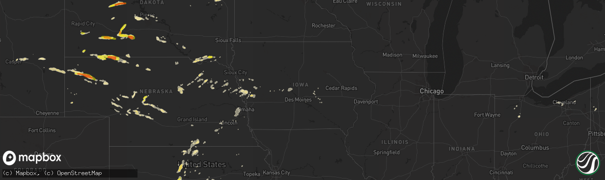 Hail map in Iowa on August 11, 2016