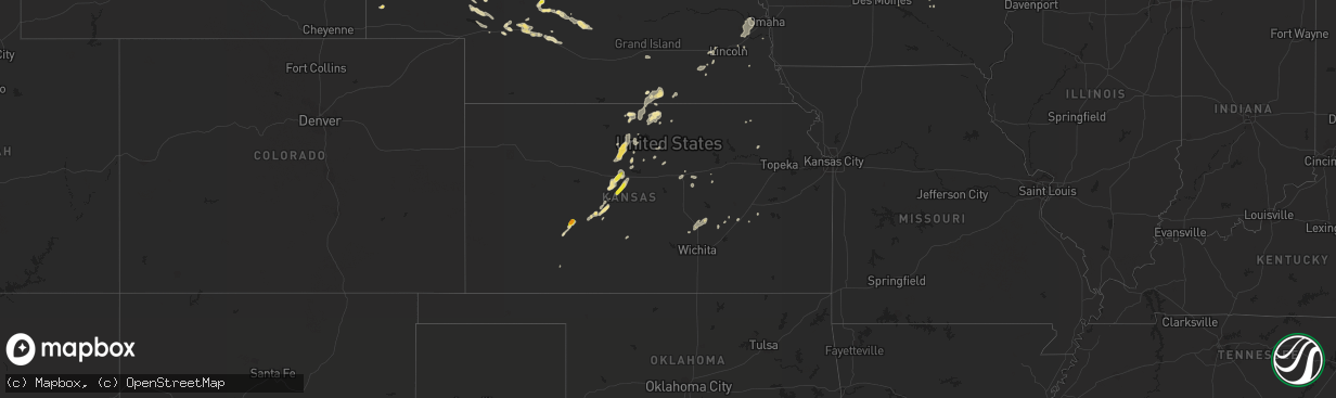 Hail map in Kansas on August 11, 2016