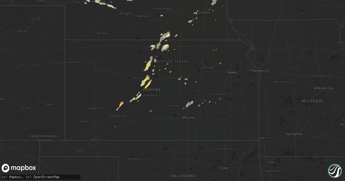 Hail map in Kansas on August 11, 2016