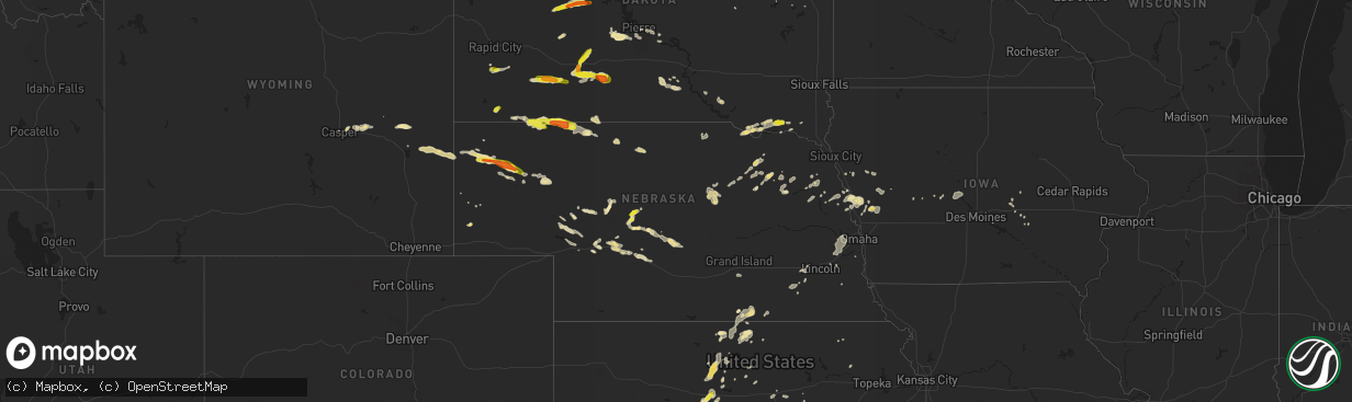 Hail map in Nebraska on August 11, 2016