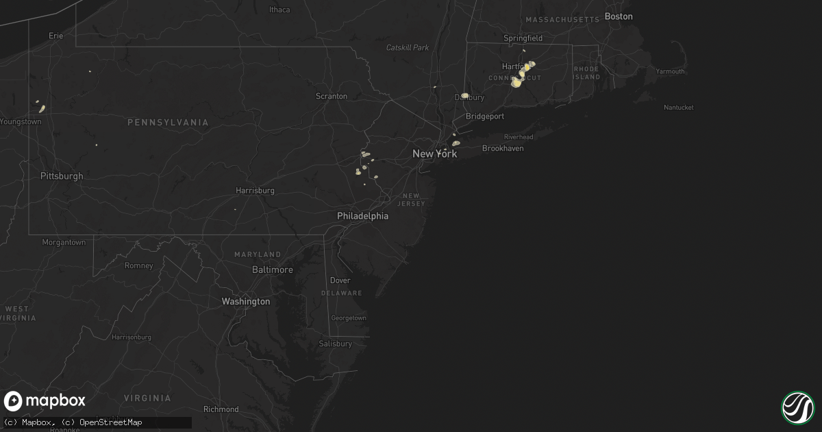 Hail map in New Jersey on August 11, 2016